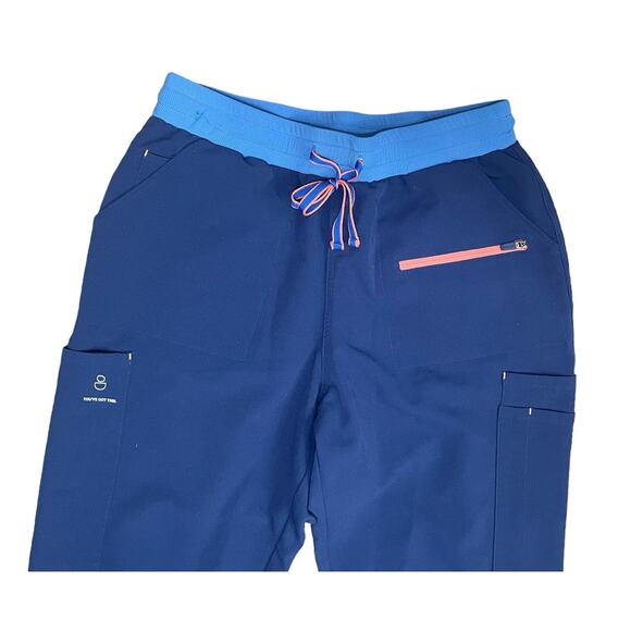 Dolan Hope 11-Pocket Scrub Core Jogger Pants Women's Small Navy Colorblock - Picture 2 of 7